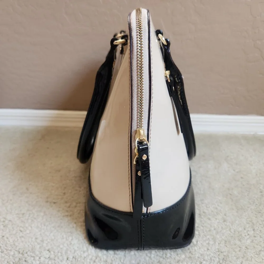 NWT Kate Spade Rachelle Wellesley Patent Leather Satchel--Cream and Black